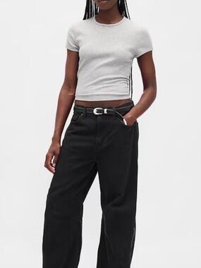 Grey Waffle Knit Crop Baby Tee